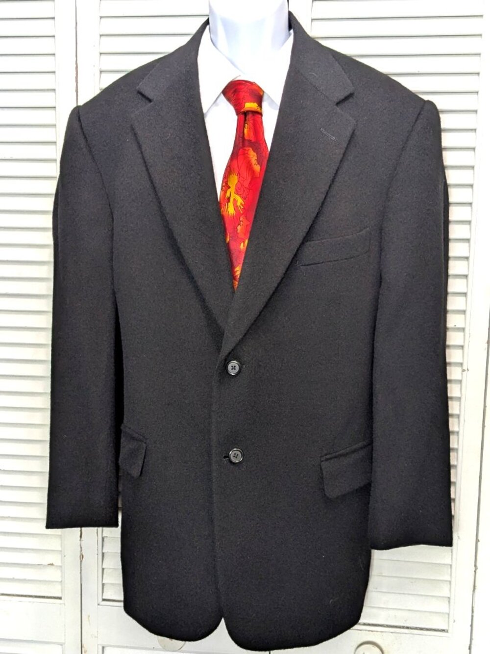 VTG Evan Picone Mens Black Camel Hair Blazer 44R Filenes Single breast EUC